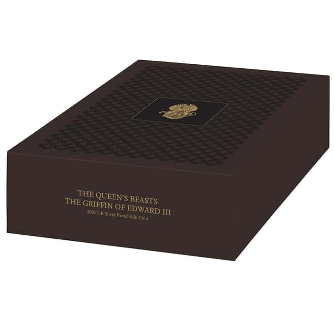 2021 Great Britain 1 Kilo Proof Silver Queen's Beasts Griffin of Edward III Coin .999 Fine (w/Box & COA)