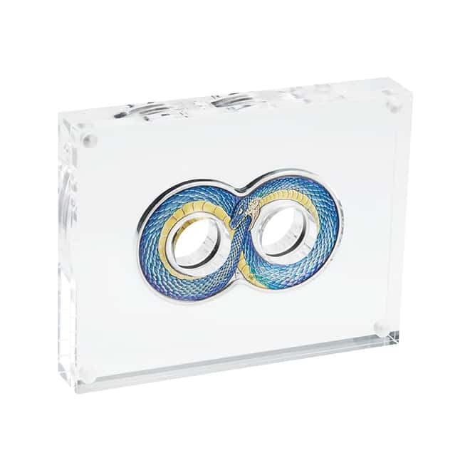 2022 2 oz Ouroboros Infinity Colorized Silver Coin Australian Perth Mint (w/Box & COA)