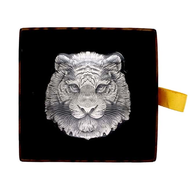 2022 Chad 1 oz Silver Tiger Coin Serial #3 Shaped High Relief (w/Box)