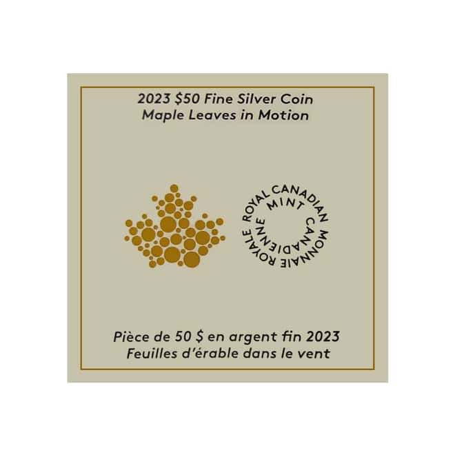 2023 Canada 5 oz Maple Leaves in Motion Silver Coin .9999 Fine (w/Box & COA)