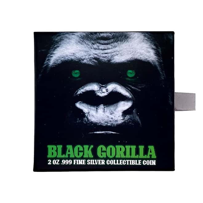 2023 Chad 2 oz Silver Black Gorilla Coin Serial #5 High Relief (w/Box)