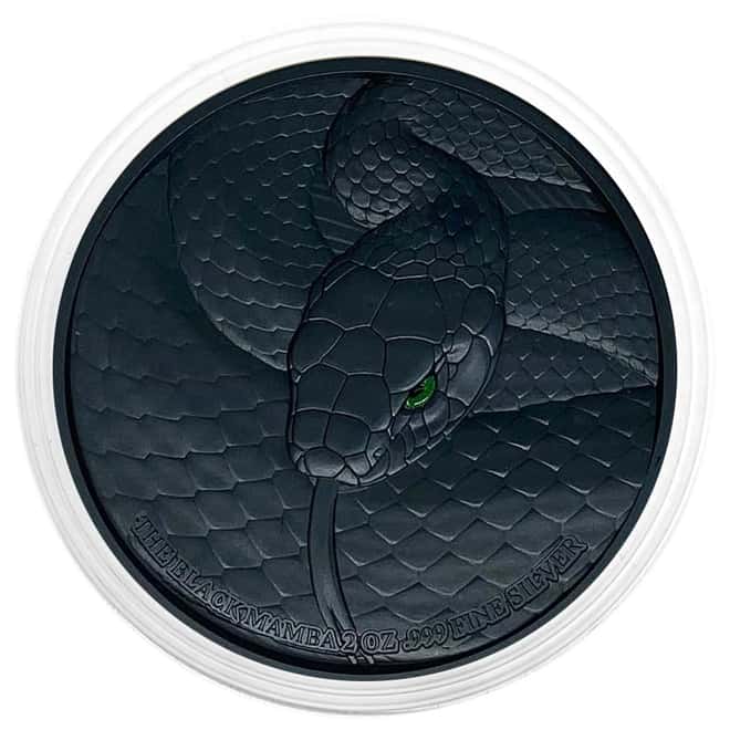 2023 Chad 2 oz Silver Black Mamba Coin Serial #7 High Relief (w/Box)