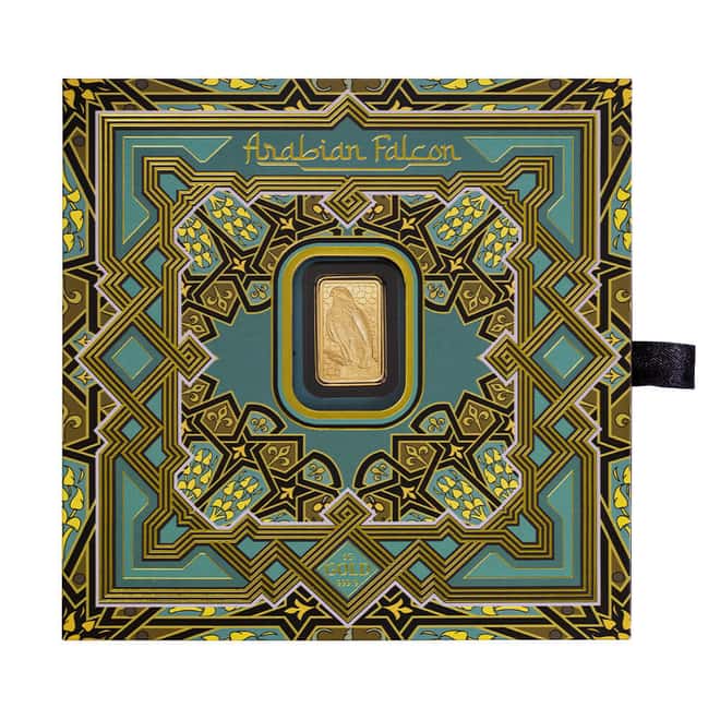 5 Gram PAMP Suisse Arabian Falcon Gold Bar .9999 Fine (w/ Frame)