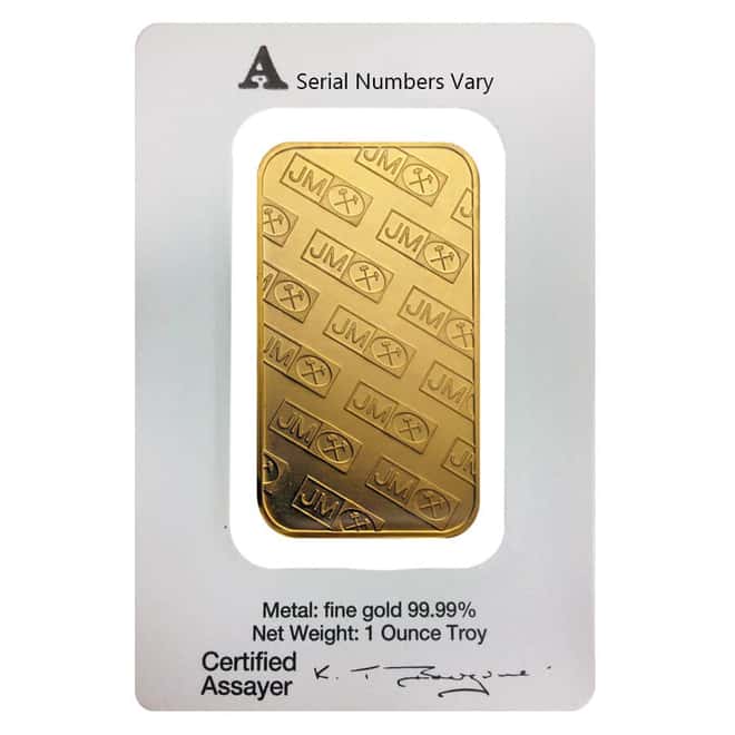 Vintage - 1 oz Johnson Matthey Gold Bar .9999 Fine (In Assay)