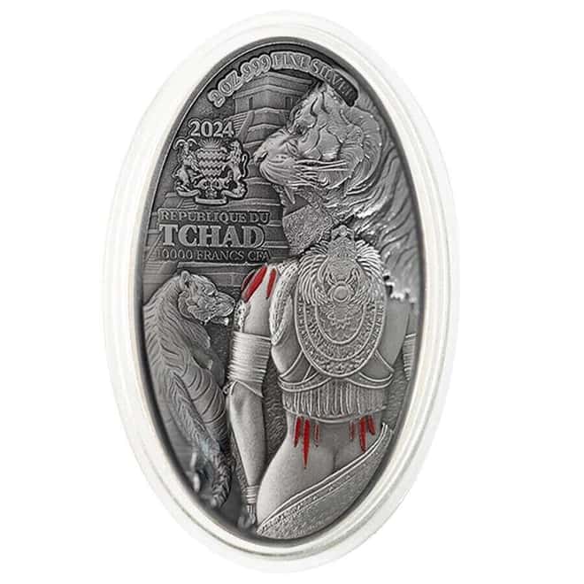 2024 Chad 2 oz Silver Aztec Warrior Queen High Relief Coin .999 Fine