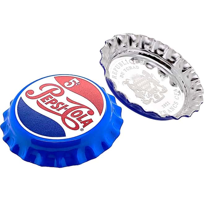 2022 Chad 6 Gram Pepsi-Cola Retro Bottle Cap Proof Silver Coin .999 Fine (in Cap)