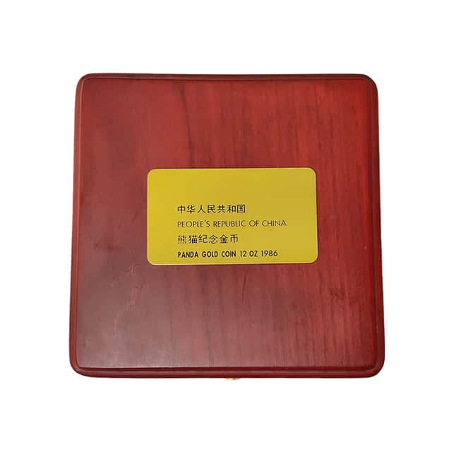 1986 12 oz Chinese Proof Gold Panda 1000 Yuan .999 Fine (w/Box & COA)