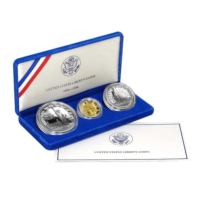 1986 W/S Gold / Silver Commem Statue of Liberty Proof 3-Coin Set