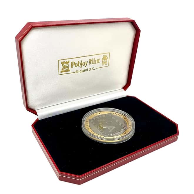 1990 Isle of Man 5 oz Penny Black Proof Gold Crown Box & COA