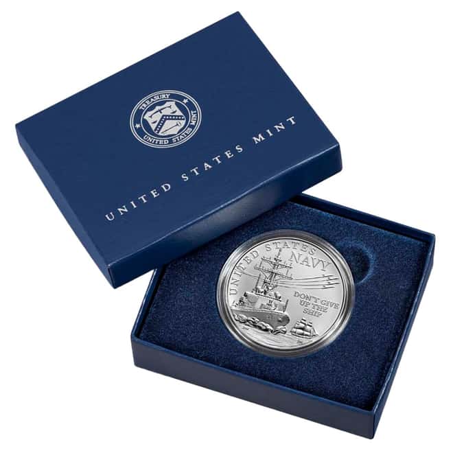 1 oz US Navy Silver Medal (w/Box & COA)