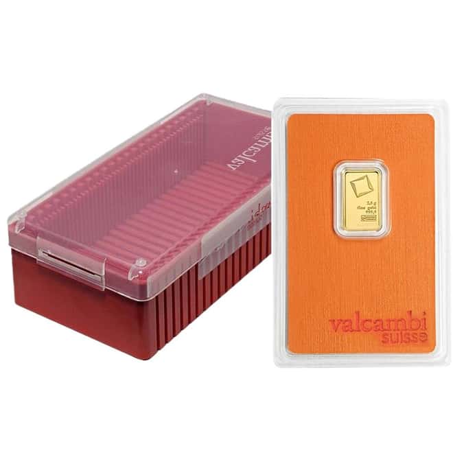 2.5 Gram Gold Bar Valcambi Suisse .9999 Fine (in Assay)