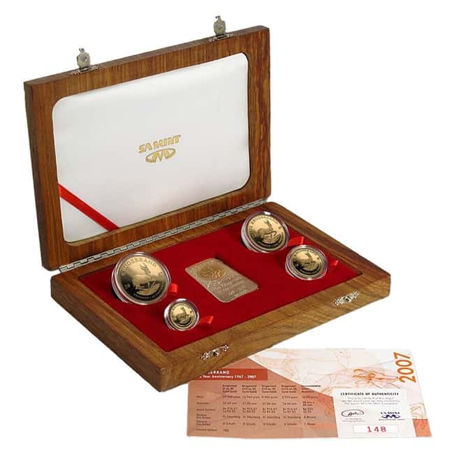 2007 South Africa 1.85 oz Proof Gold Krugerrand 40th Ann. 4-Coin Set