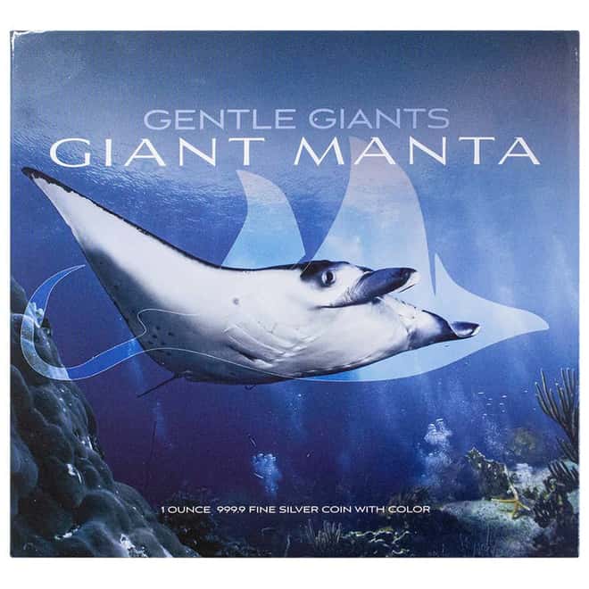 2023 1 oz Silver Manta Ray Gentle Giants Solomon Islands Coin