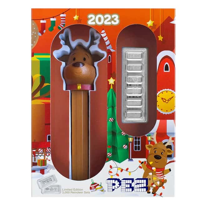 2023 30 gram PAMP Reindeer PEZ Dispenser & Silver Wafers