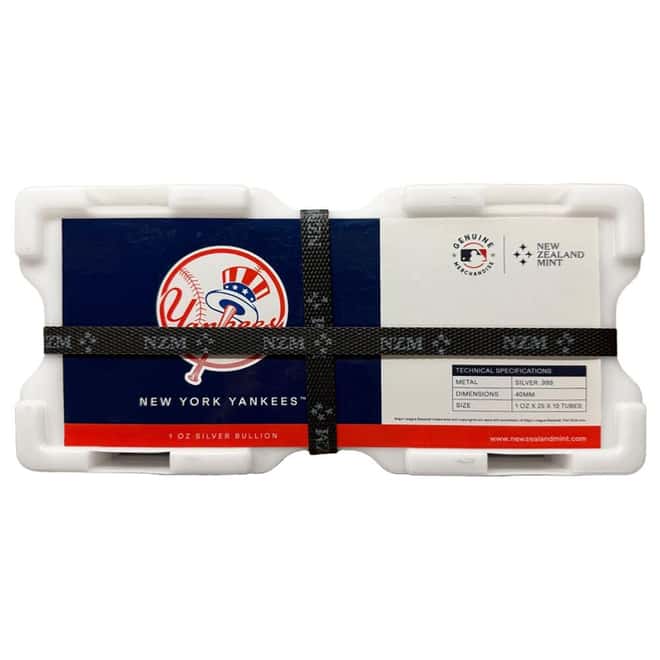 Box of 250 - 2024 New Zealand 1 oz NY Yankees Baseball Silver Round .999 Fine