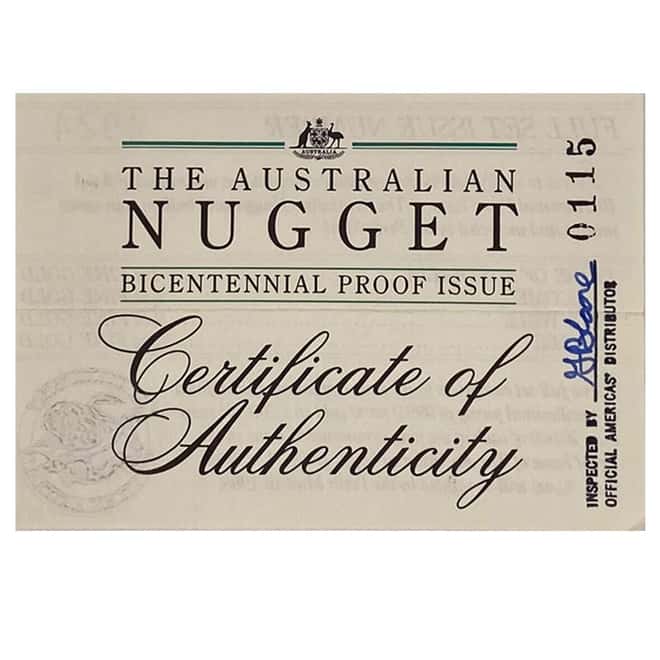 1988 1.85 oz Proof Gold Australian Nugget 4-Coin Set (w/Box & COA)