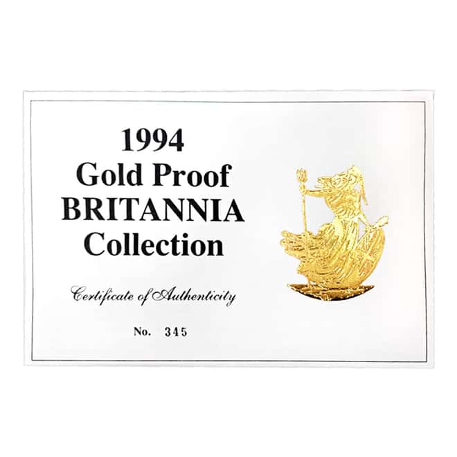 1994 1.85 oz Gold Britannia 4-Coin Proof Set (w/Box & COA)