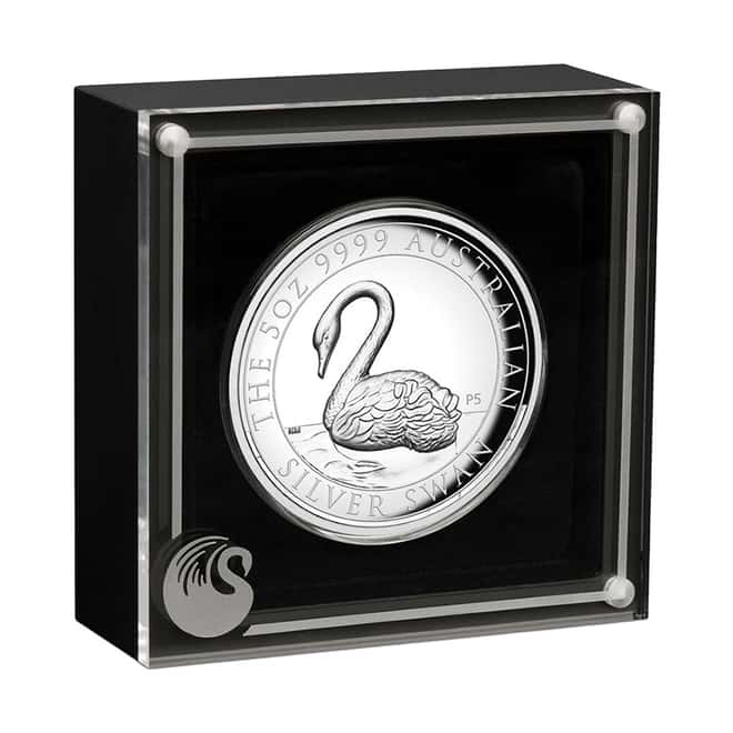 2021 5 oz Proof High Relief Silver Australian Swan Perth Mint