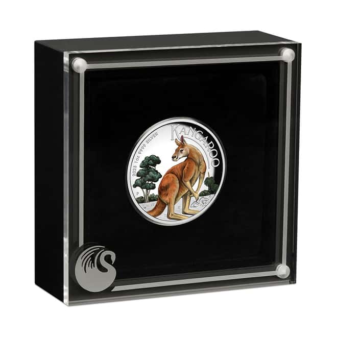 2023 1 oz Proof Colorized Silver Australian Kangaroo Perth Mint