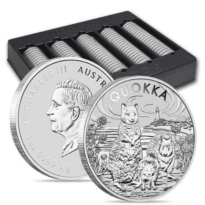 Roll of 20 - 2024 1 oz Silver Australian Quokka Perth Mint BU