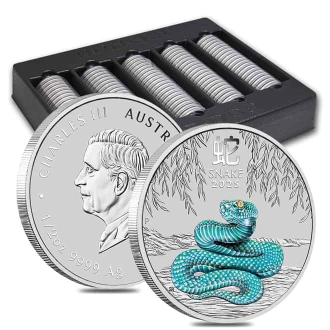 2025 1/2 oz Colorized Silver Lunar Snake BU Perth Mint