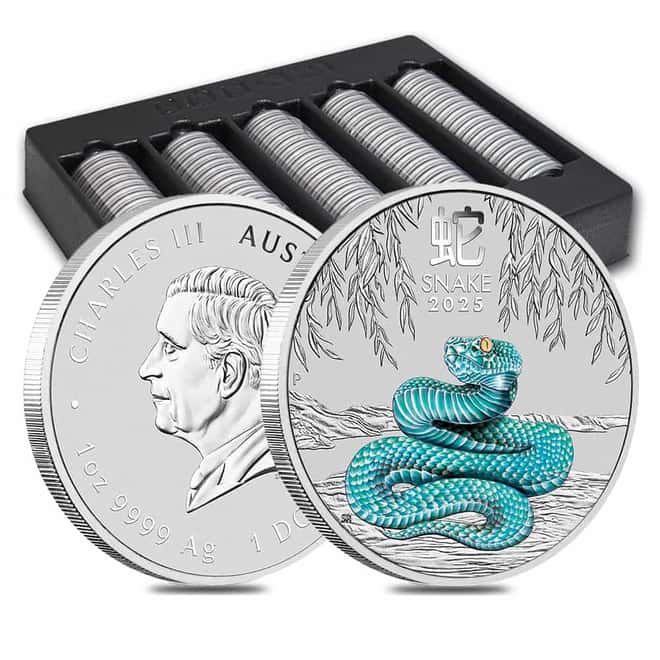 2025 1 oz Colorized Silver Lunar Snake BU Perth Mint