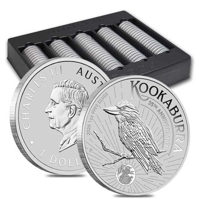Roll of 20 - 2025 1 oz Silver Australian Kookaburra Perth Mint BU