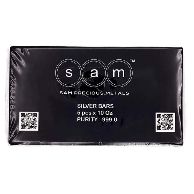Lot of 5 - 10 oz SAM Precious Metals Silver Cast Bar .999 Fine