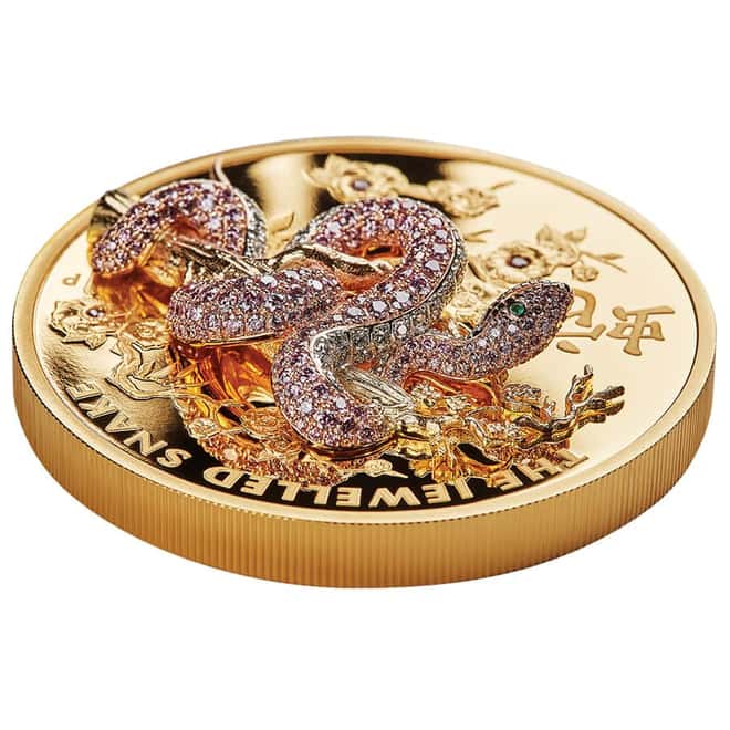 2023 10 oz Proof Gold Jewelled Snake Coin Perth Mint (w/Diamonds)