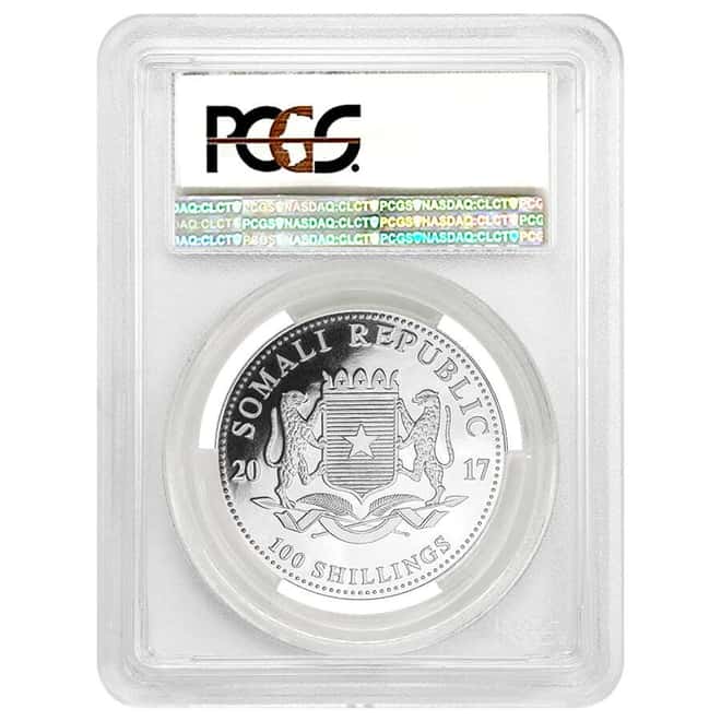 2017 Somalia 1 oz Silver African Elephant High Relief PCGS PF 69 FD