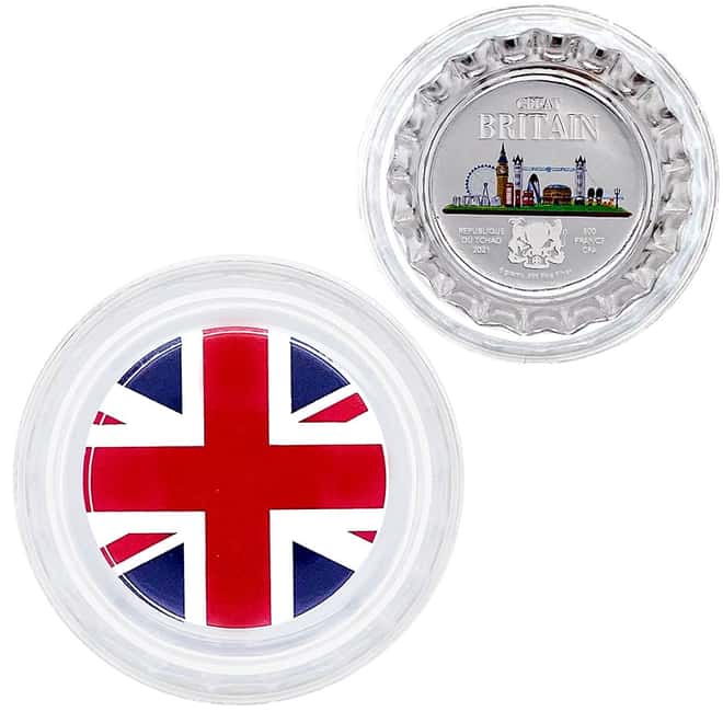 2021 Chad 6 gram World Landmarks - Great Britain Bottle Cap Proof Silver Coin .999 Fine (w/Box)