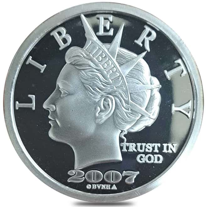 2007 1 oz NORFED Liberty Gillie's Mt. Morris Liberty Dollar Silver Round .999 Fine
