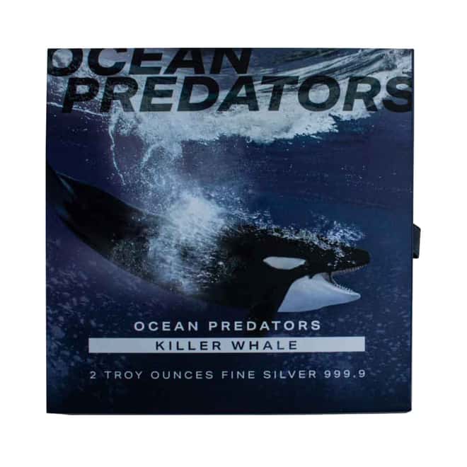 2022 2 oz Silver Killer Whale - Ocean Predators Solomon Islands $5 Coin .9999 Fine (w/Box & COA)