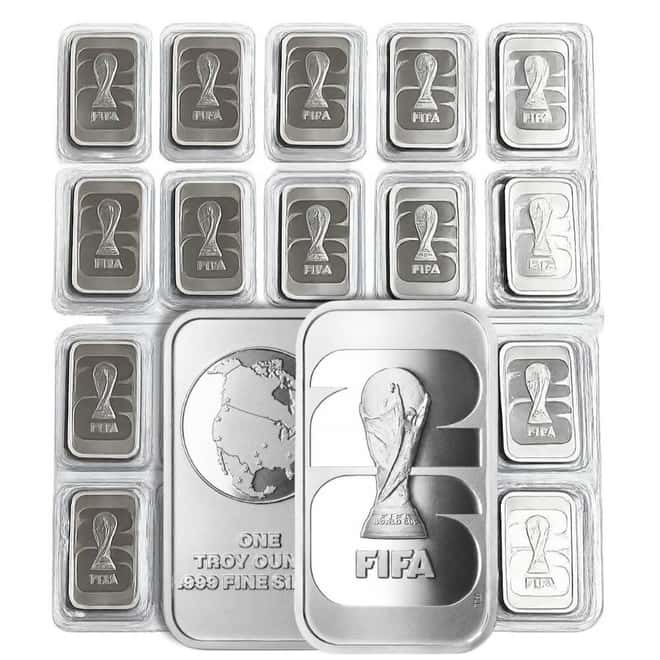 Lot of 20 - 2026 1 oz FIFA World Cup Silver Bar .999 Fine