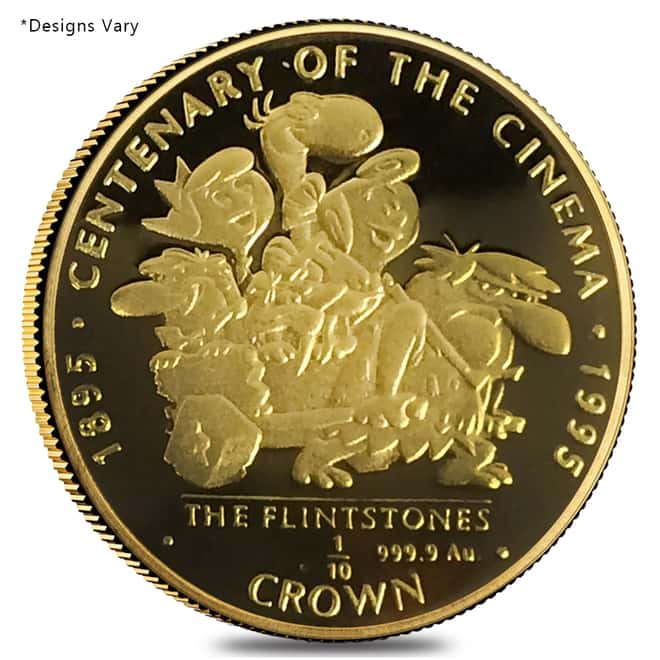 1996 1/10 oz Gibraltar Centenary of the Cinema Proof/BU Gold Coin .9999 Fine (Random Design)