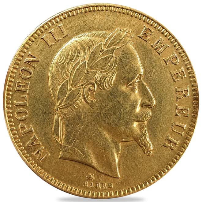 France 100 Francs Napoleon III Laureate Head Gold Coin Avg Circ (Random Year)