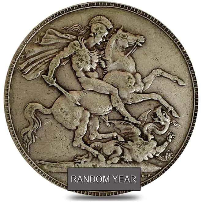 Great Britain Victoria Veiled Head Silver Crown .925 Fine Avg Circ (Random Year, 1893 - 1900)