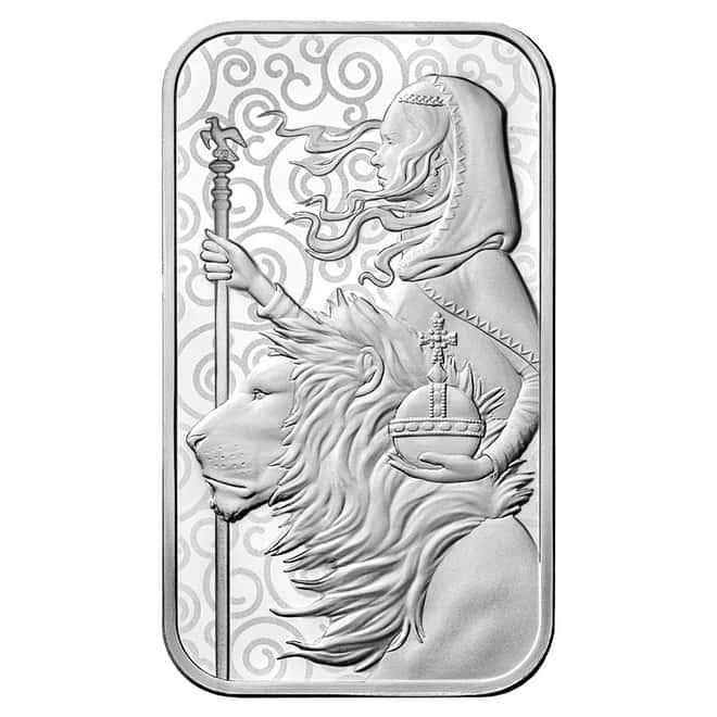 1 oz Great Britain Una and the Lion Silver Bar .9999 Fine - The Great Engravers Collection