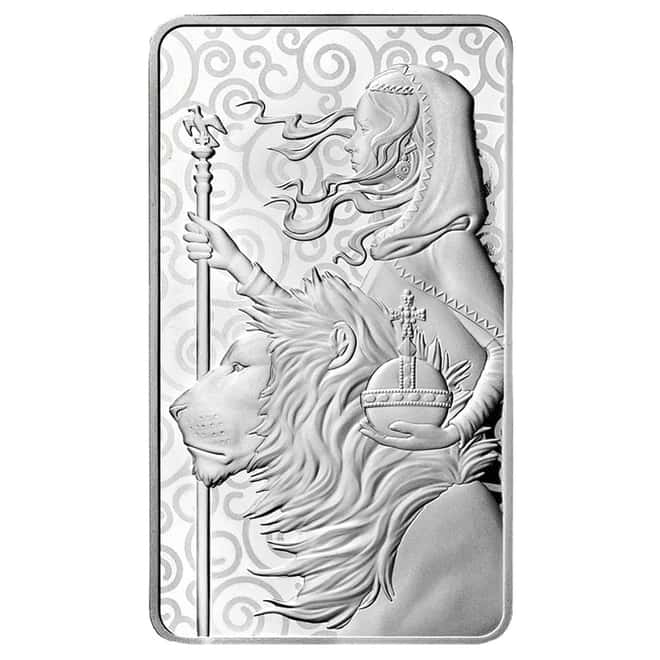 10 oz Great Britain Una and the Lion Silver Bar .9999 Fine - The Great Engravers Collection