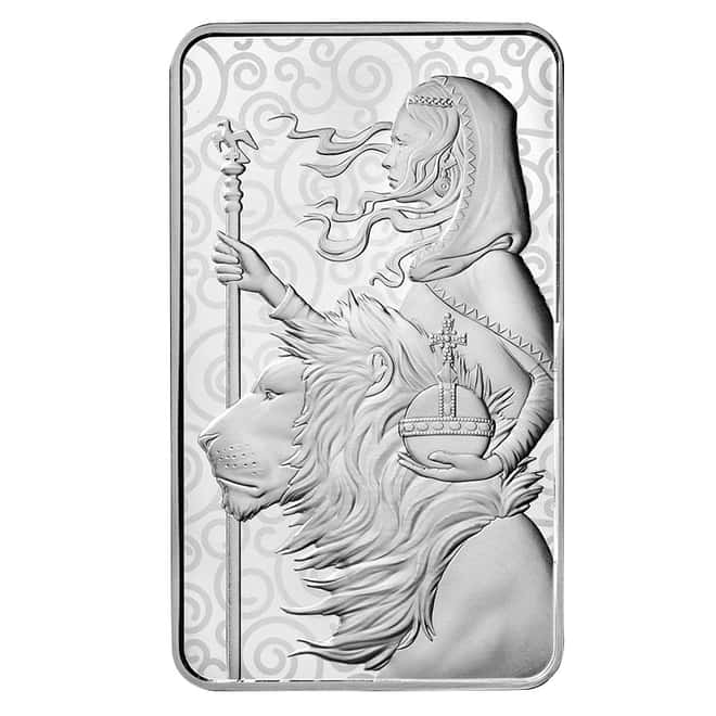 100 oz Great Britain Una and the Lion Silver Bar .9999 Fine - The Great Engravers Collection