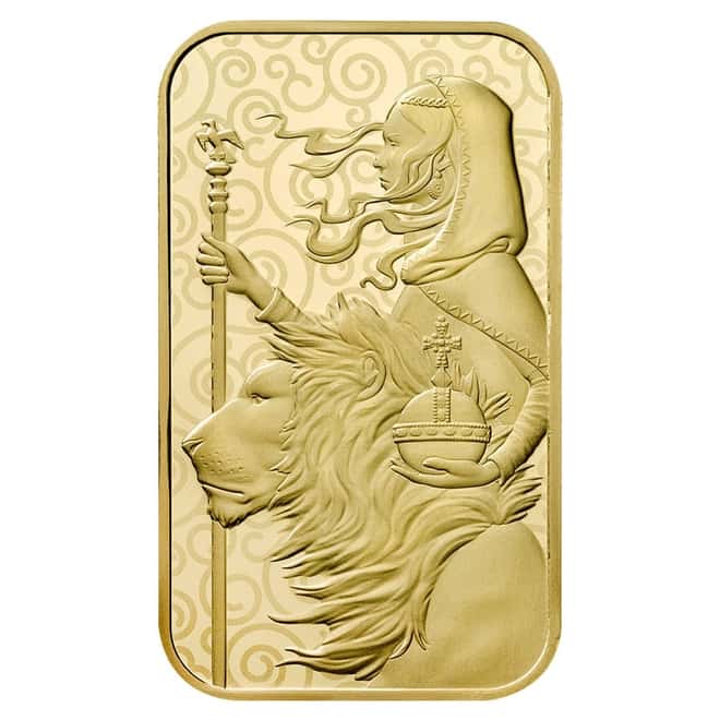 1 oz Great Britain Una and the Lion Gold Bar .9999 Fine - The Great Engravers Collection