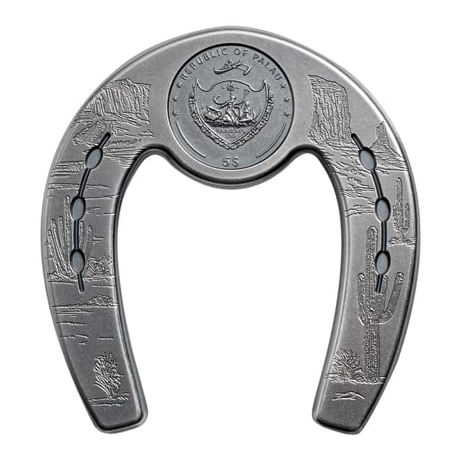 2021 Palau 1 oz Silver Charm - Lucky Horseshoe Shaped Silver Coin .999 Fine (w/Box & COA)