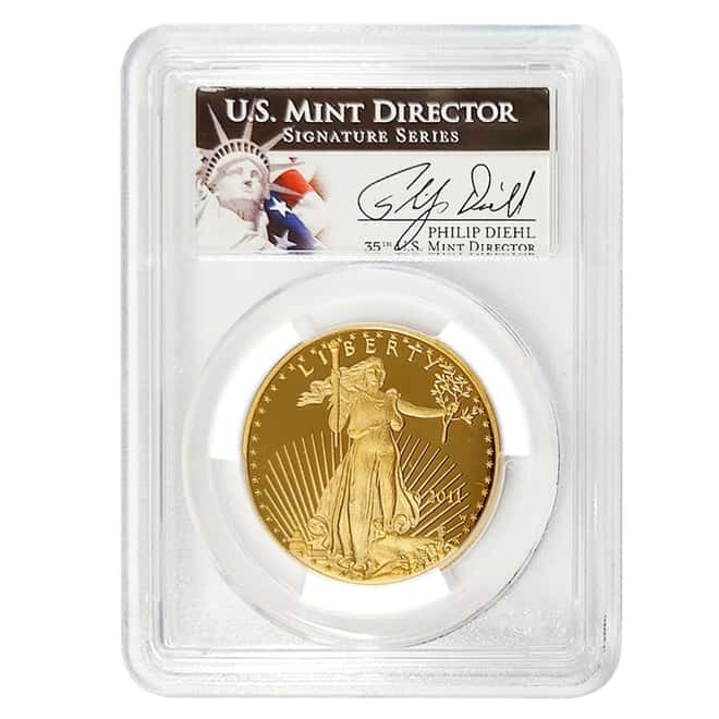 2011 W 1 oz $50 Proof Gold American Eagle PCGS PF 70 DCAM (Philip Diehl Sign)