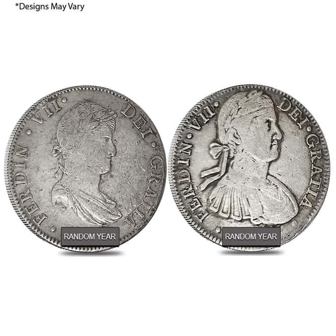 Mexico Spanish Colony 8 Reales Ferdinand VII Silver Coin ASW .7859 oz Circ (Random Year)