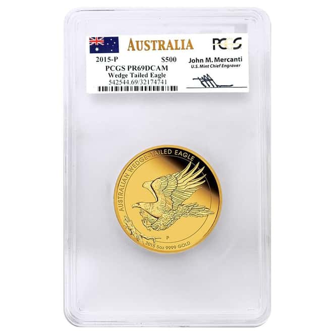 2015 5 oz Proof Gold Australian Wedge-Tailed Eagle Perth Mint PCGS PF 69 DCAM (John M. Mercanti)