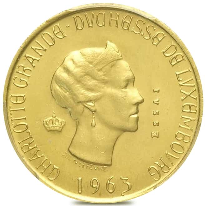 1963 Luxembourg 20 Francs Essai Millennium Gold Coin BU