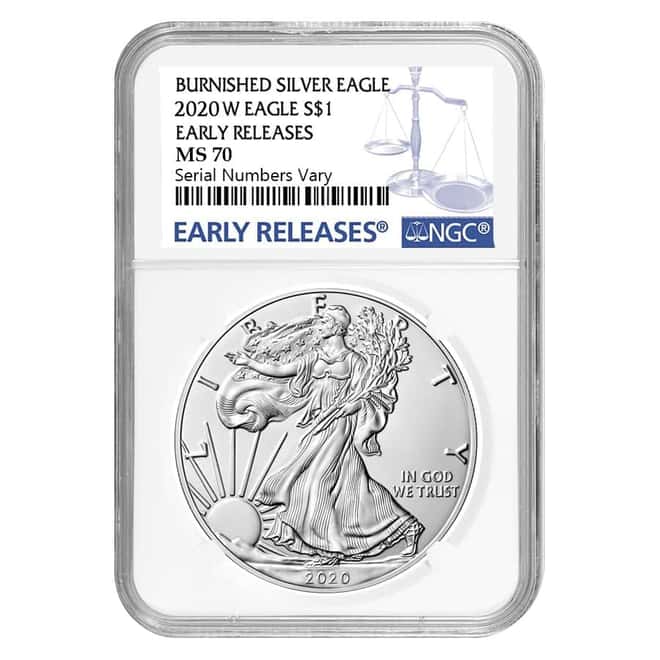 2020-W 1 oz Burnished Silver American Eagle NGC MS 70 Early Releases