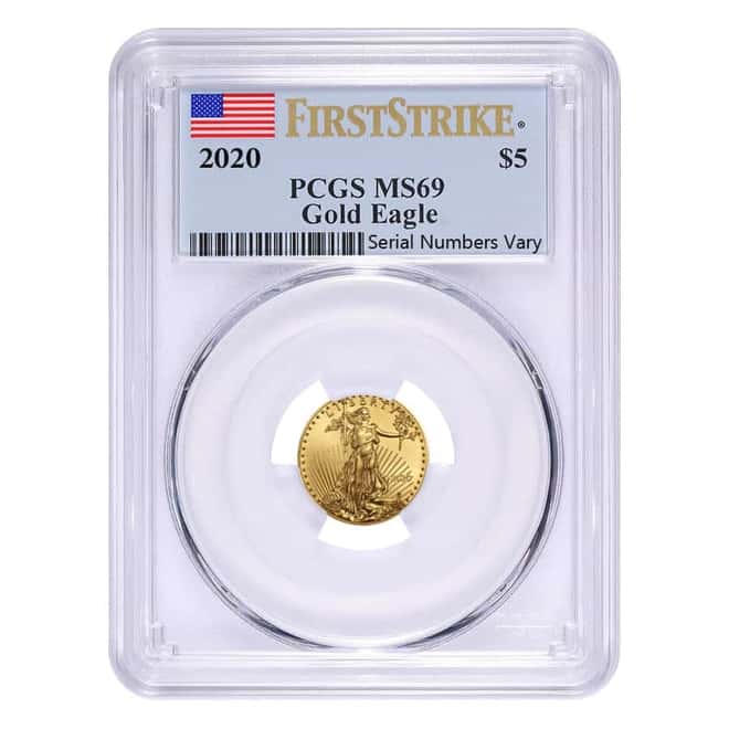 2020 1/10 oz Gold American Eagle PCGS MS 69 First Strike