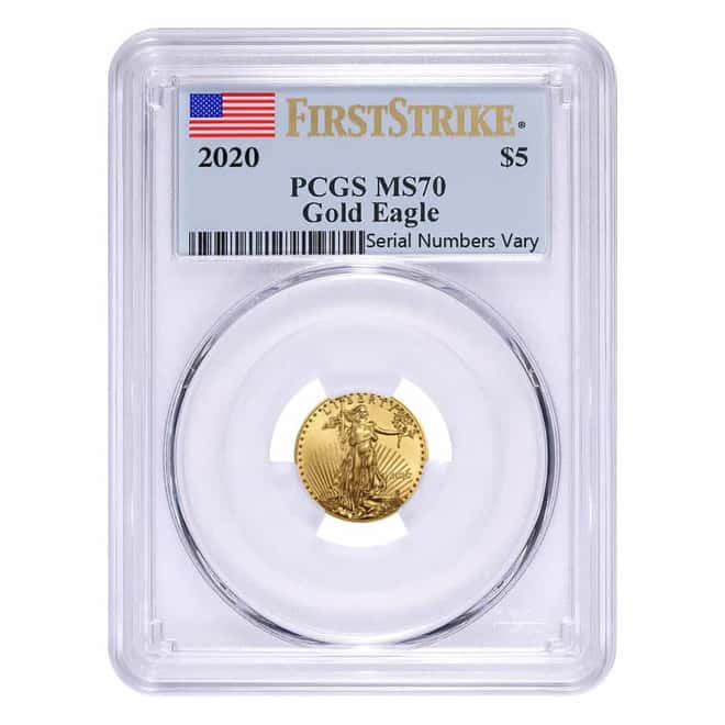2020 1/10 oz Gold American Eagle PCGS MS 70 First Strike 