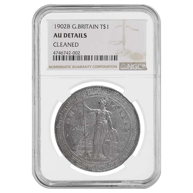 1902 B Great Britain Trade Silver $1 Dollar NGC AU Details